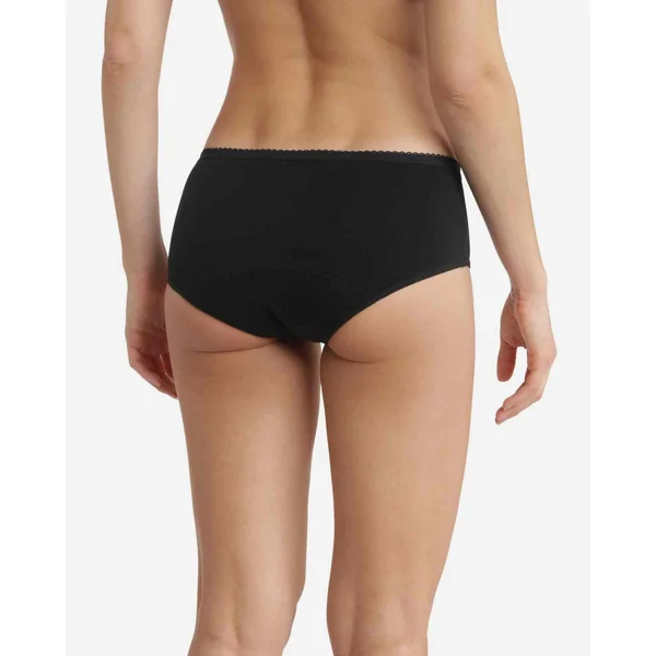Boxer menstruel bio flux moyen - Noir en coton Dim