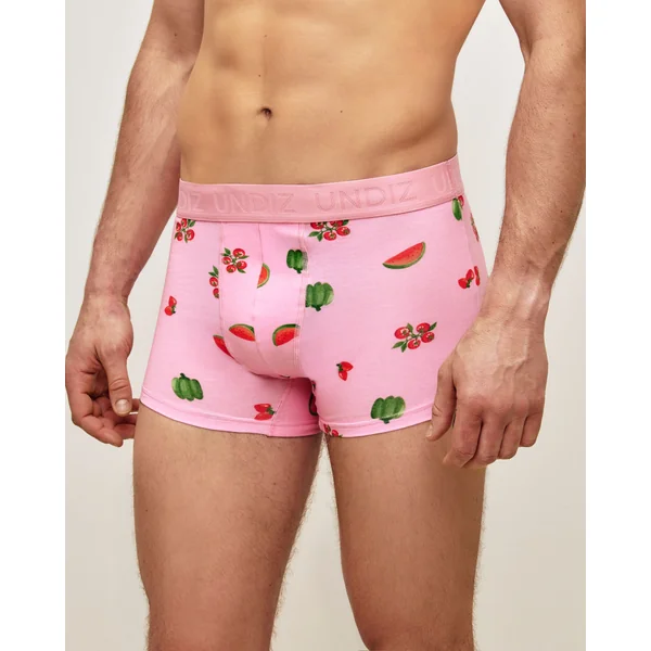 Boxer rose en coton motifs fruits