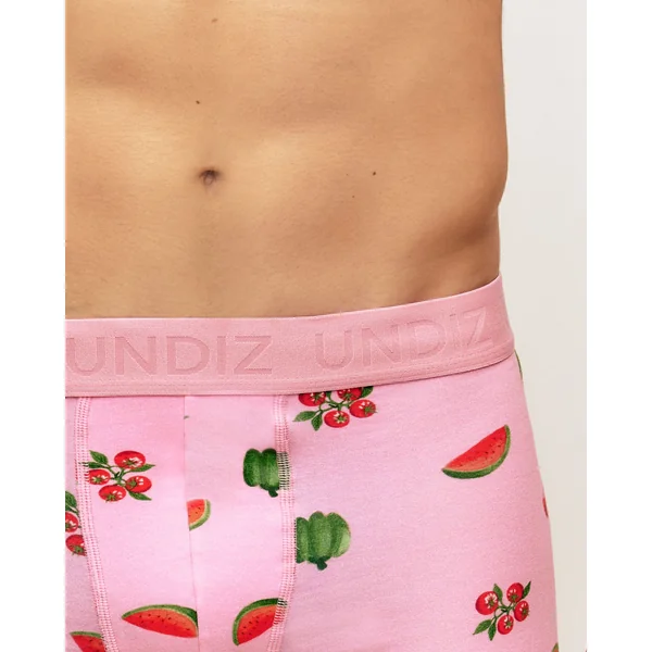 Boxer rose en coton motifs fruits
