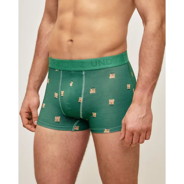 Boxer vert en coton motifs oursons