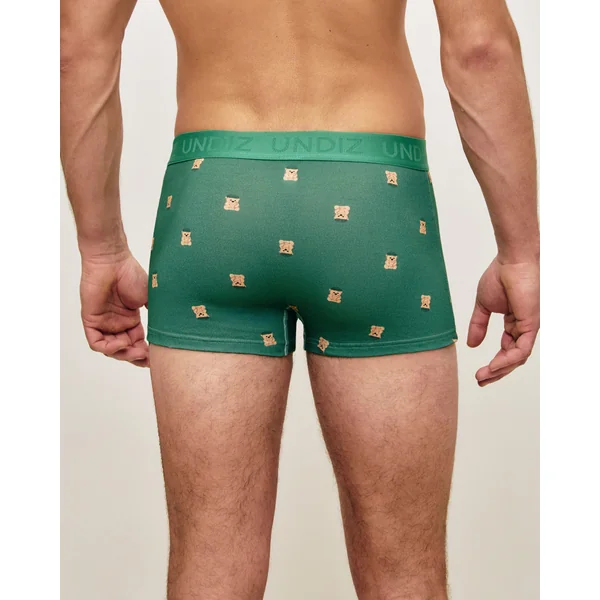Boxer vert en coton motifs oursons