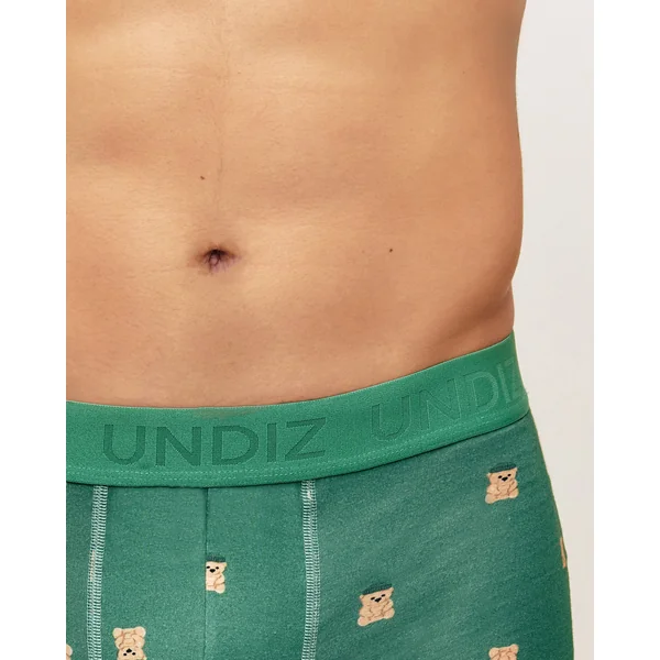 Boxer vert en coton motifs oursons