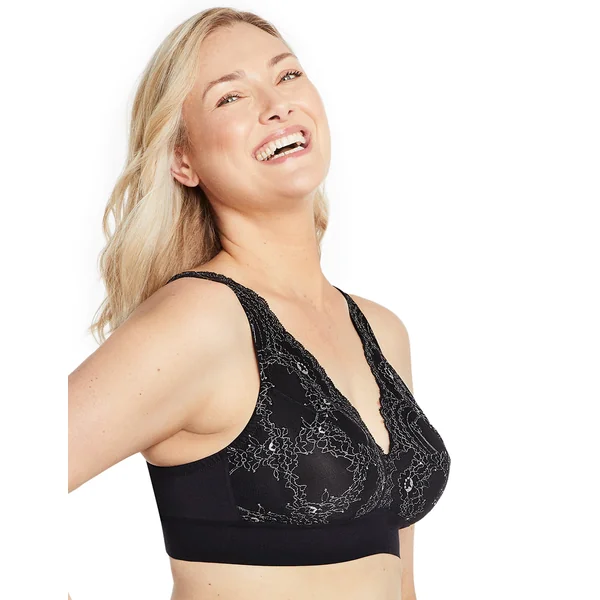 Bralette sans armatures en dentelle à décolleté 7013 noir