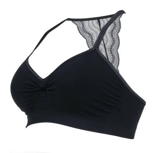 Brassiere de grossesse et d'allaitement sans armatures - noir en viscose Cache Coeur