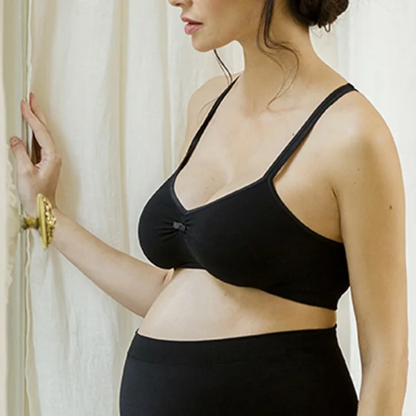 Brassiere de grossesse et d'allaitement sans armatures - noir en viscose Cache Coeur