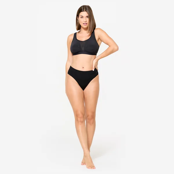 Brassière bretelles croisables maintien fort femme, Noir