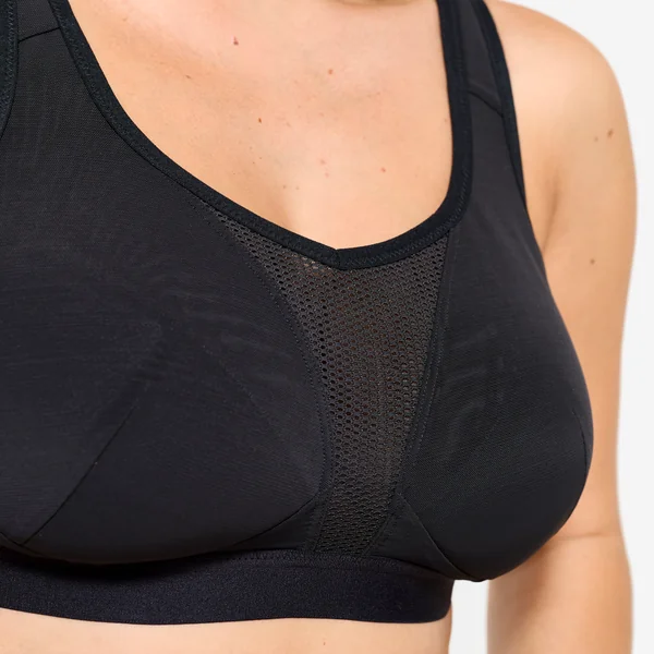 Brassière bretelles croisables maintien fort femme, Noir