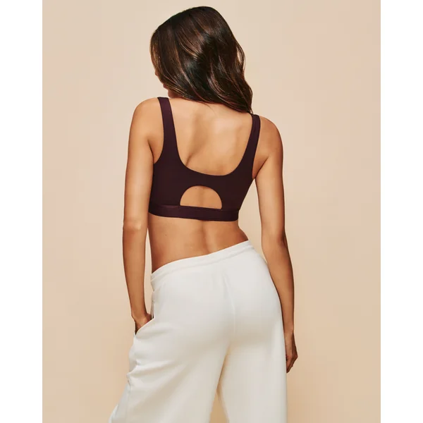 Brassière de sport en microfibre chocolat
