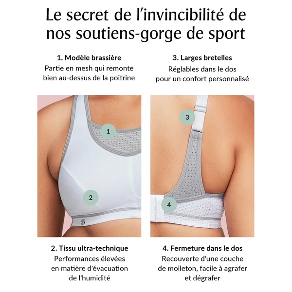 Brassière de sport sans armature anti-rebondissements 1067 gris corail