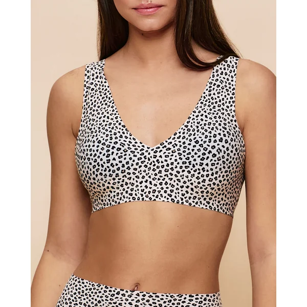 Brassière microfibre sans couture motif léopard