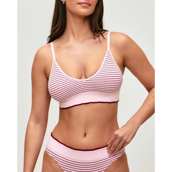 Brassière triangle en seamless à rayures