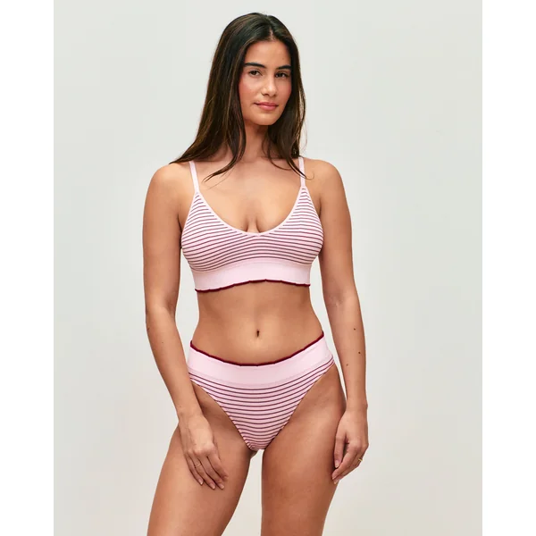 Brassière triangle en seamless à rayures