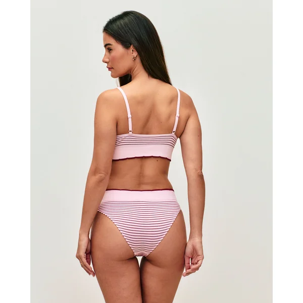 Brassière triangle en seamless à rayures