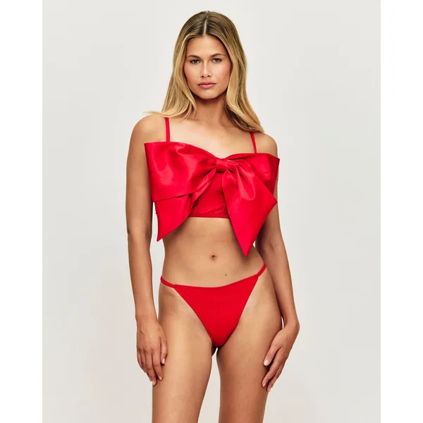 Bustier nœud en satin rouge