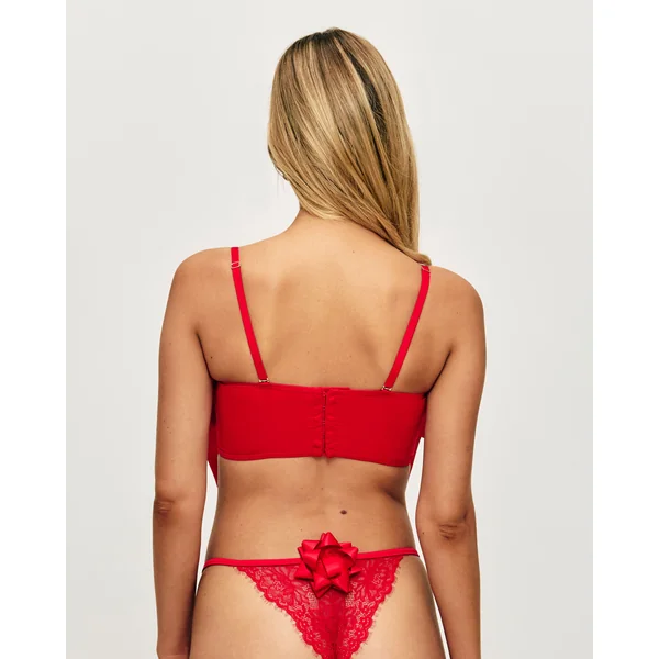 Bustier nœud en satin rouge