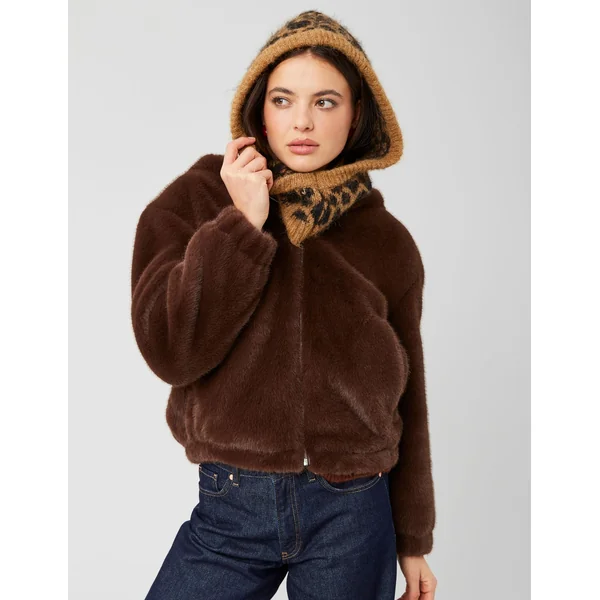 Cagoule léopard camel