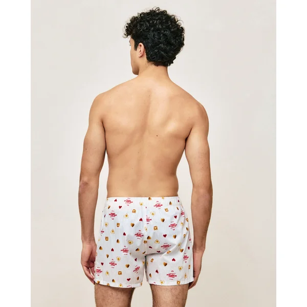 Caleçon en coton motifs cœurs et breakfast