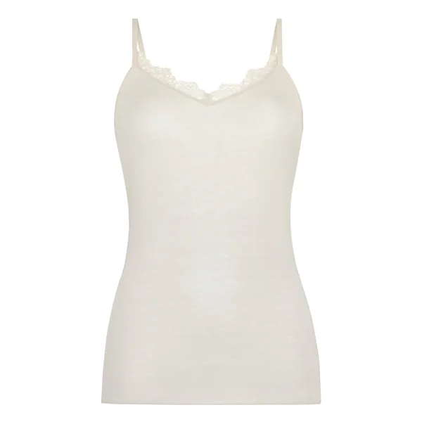 Caraco col V en dentelle ultra-doux avec cachemire - Blanc
