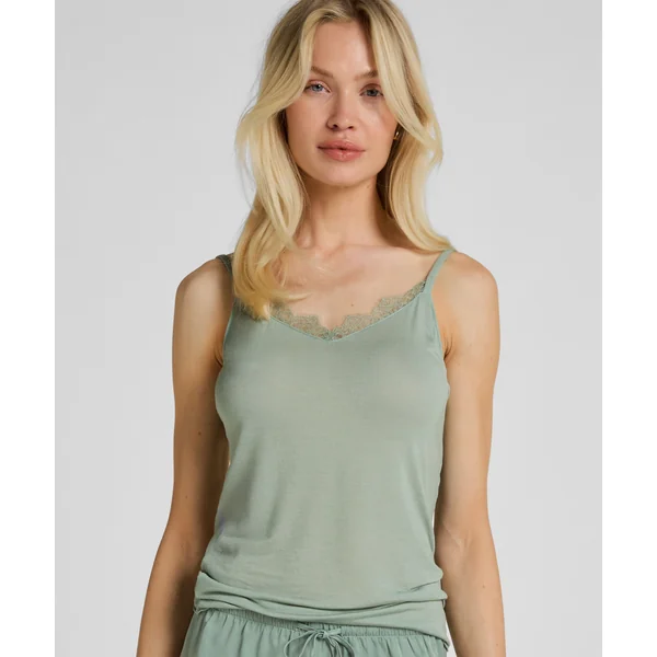Caraco col V en dentelle ultra-doux avec cachemire - Vert