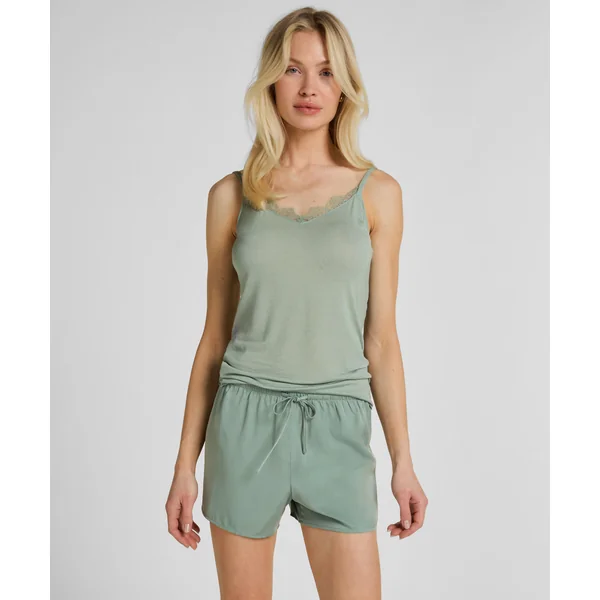 Caraco col V en dentelle ultra-doux avec cachemire - Vert