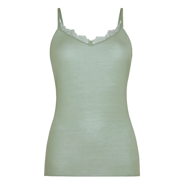 Caraco col V en dentelle ultra-doux avec cachemire - Vert