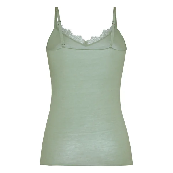 Caraco col V en dentelle ultra-doux avec cachemire - Vert