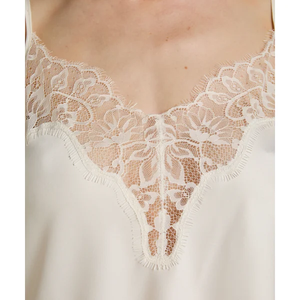 Caraco Valerie en Satin et Dentelle - Blanc