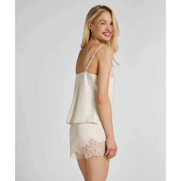 Caraco Valerie en Satin et Dentelle - Blanc