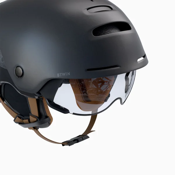 Casque vélo ville 900 - visière et éclairage arrière - noir