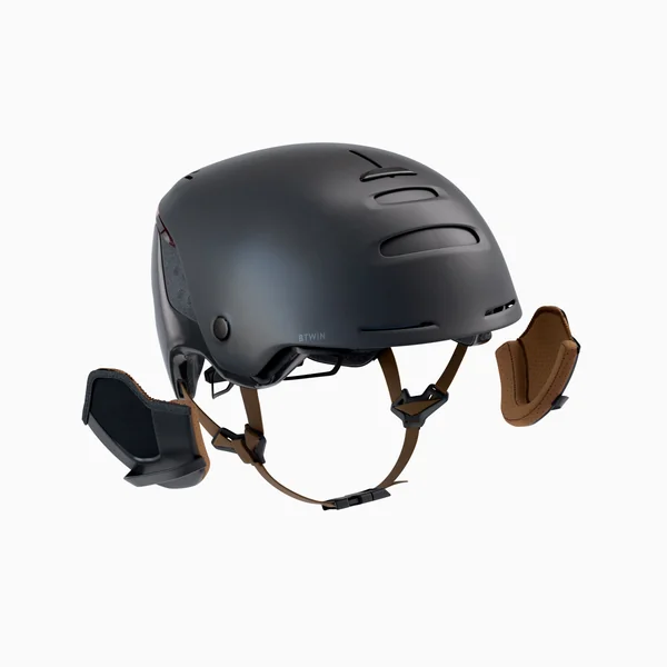 Casque vélo ville 900 - visière et éclairage arrière - noir