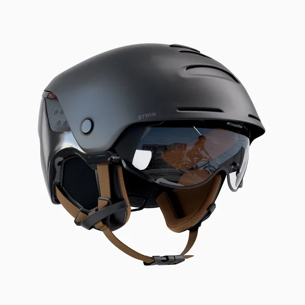 Casque vélo ville 900 - visière et éclairage arrière - noir