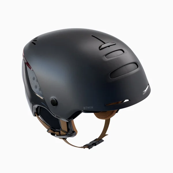 Casque vélo ville 900 - visière et éclairage arrière - noir