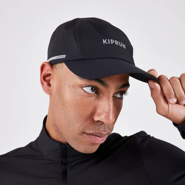 Casquette de running pluie adulte - kiprun déperlante 5 panel noir