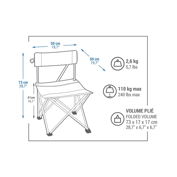 Chaise de camping pliante bleue