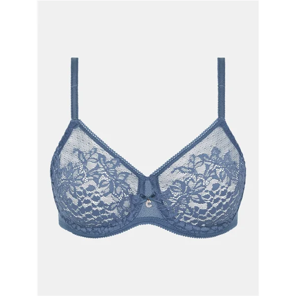 Chantelle - Soutien-gorge moulé avec armatures tout dentelle sans couture 40 (90) D Bleu Orage Maris