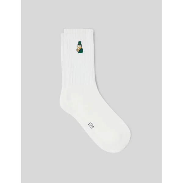 Chaussette unitaire brodé Blanc écru