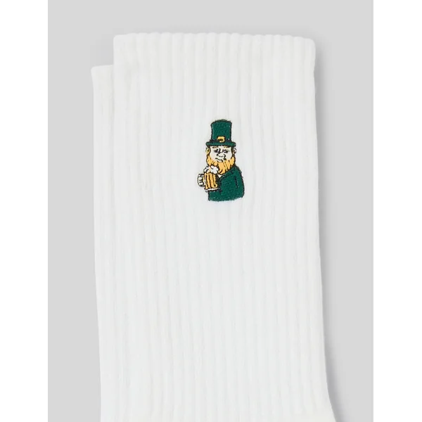 Chaussette unitaire brodé Blanc écru