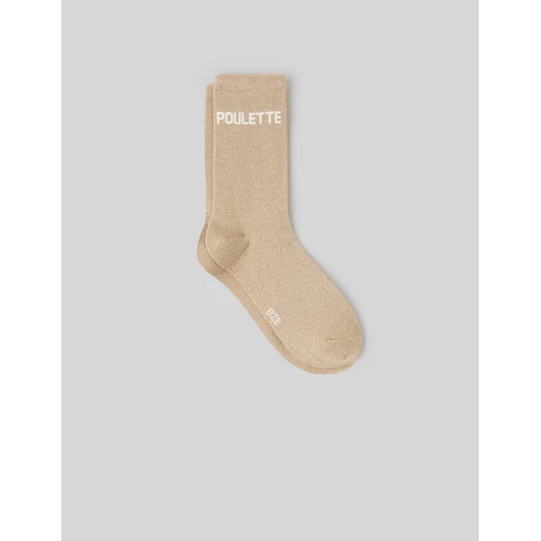 Chaussette unitaire wording lurex Beige