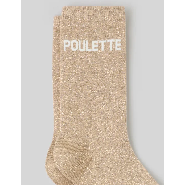 Chaussette unitaire wording lurex Beige