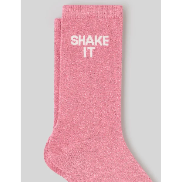 Chaussette unitaire wording lurex Rose