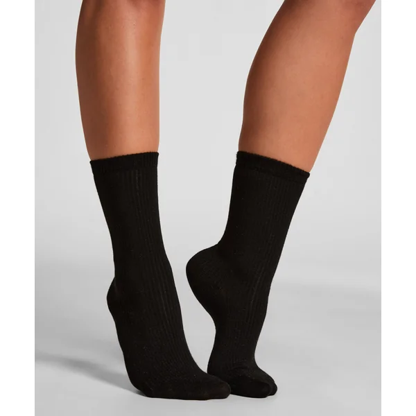 Chaussettes courtes en modal côtelé - Noir
