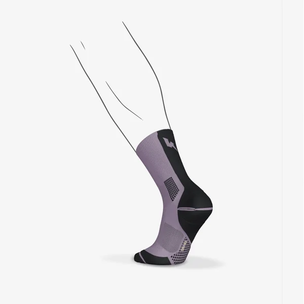 Chaussettes de running run900 epaisses mi-mollet violet