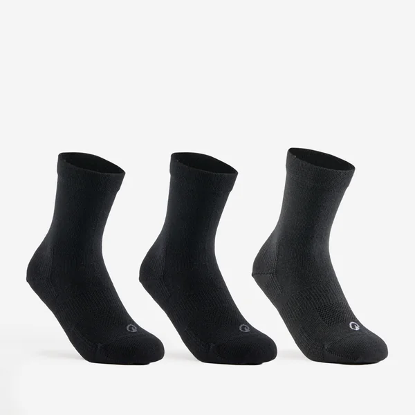 CHAUSSETTES DE SPORT HAUTES ENFANT RS 60 NOIR GRIS LOT DE 3.