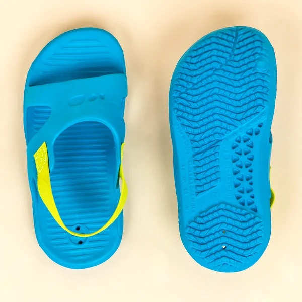 Chaussure sandale piscine enfant slap 100 basic bleu vert