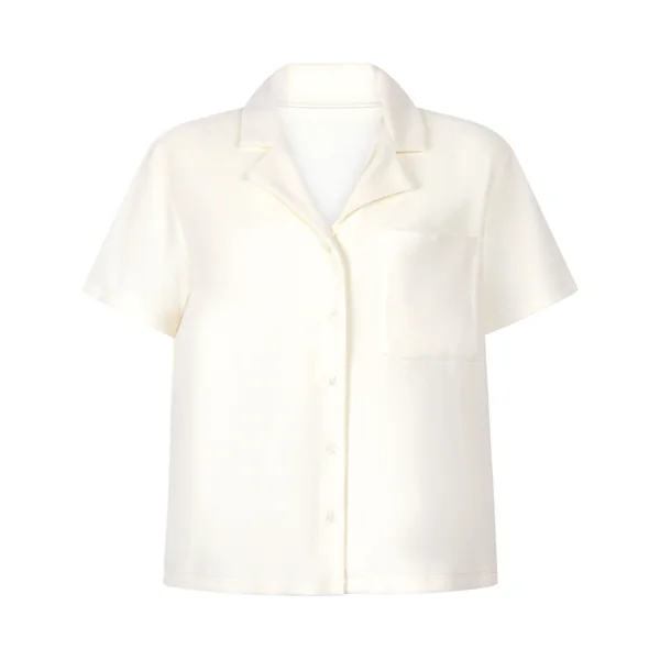 Chemise boutonnée en tissu éponge - Blanc