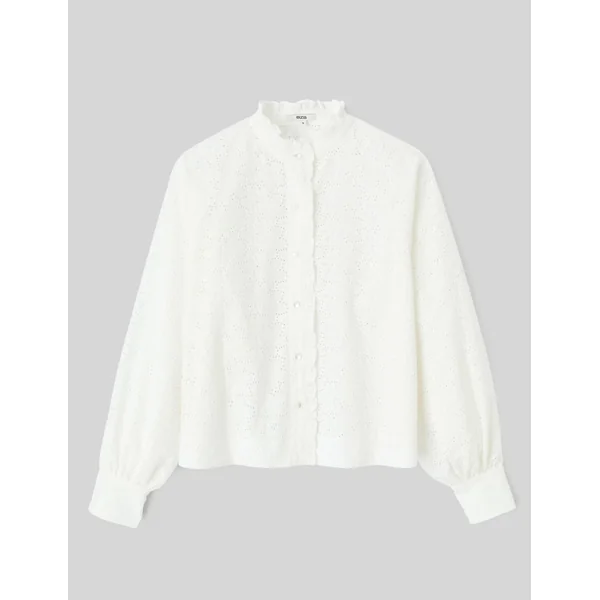 Chemise col montant broderie anglaise Blanc écru