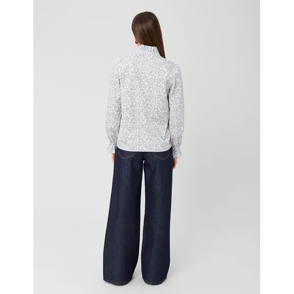 Chemise col montant imprimé fleuri Rose pâle