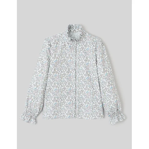 Chemise col montant imprimé fleuri Rose pâle