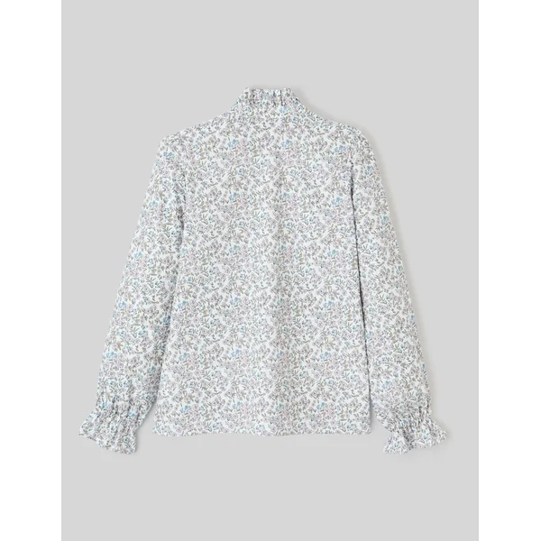 Chemise col montant imprimé fleuri Rose pâle