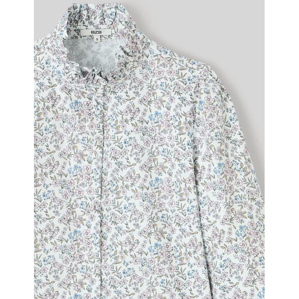 Chemise col montant imprimé fleuri Rose pâle